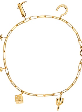 西班牙PD Pao现货银镀18k金大金链满天星锁链项链幸运吊坠手链