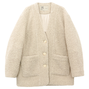 鹿与飞鸟双色双款羊毛圈圈呢大衣羽绒外套6427/6433寸