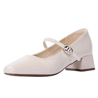 大尧珍珠玛丽珍3.5cm粗跟百搭