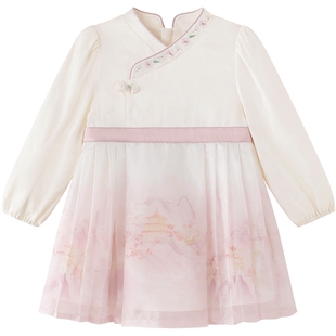 【商场同款】英氏女童连衣裙春季国风春秋新中式中大童裙子