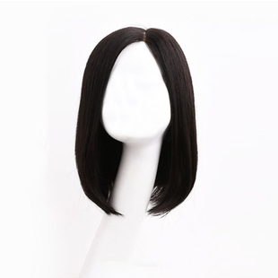 瑞贝卡假发女全真人发手织偏分刘海中长直发时尚模特潮流网红头套