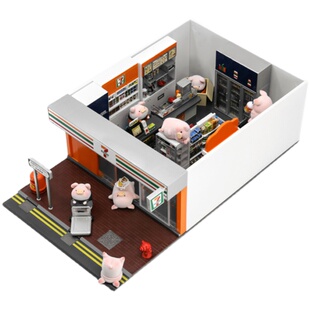 Tiny微影7-11情景套装lulu猪得意发光猪猪少女心网红小猪手办公仔