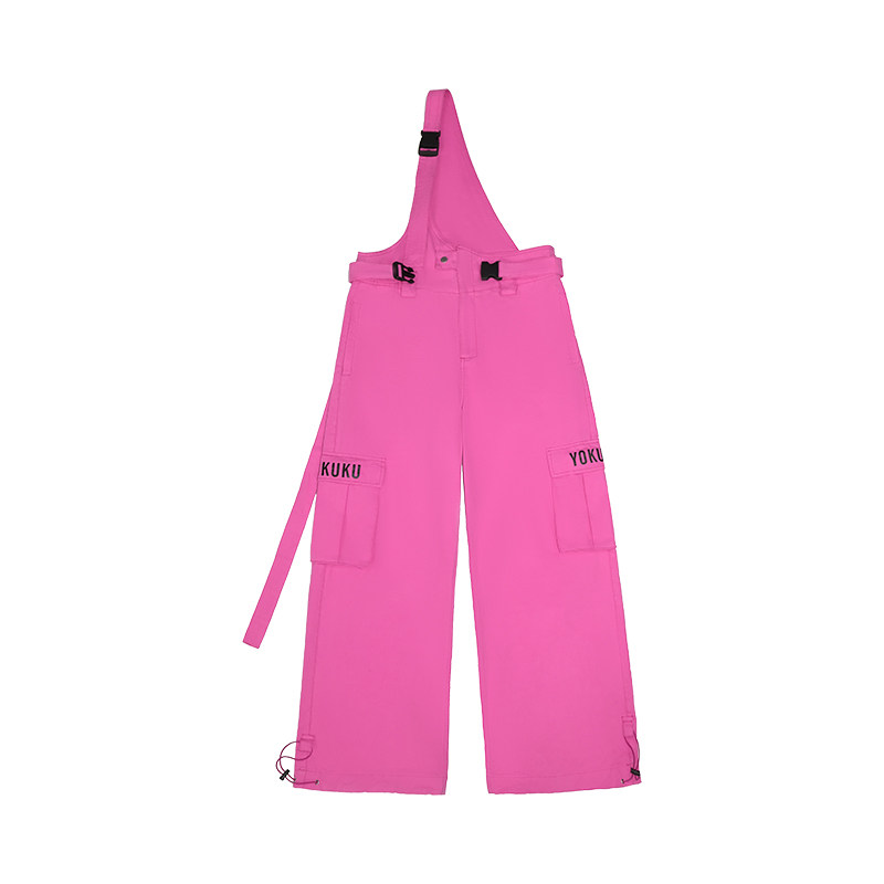 哟酷酷（疯狂星期八）嘻哈个性潮酷机能风背带裤女宽松直筒阔腿裤