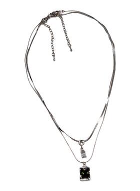 稳重气质个性的橄榄绿方形项链