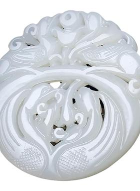 新疆镂空碧玉仿古挂件男女款吊坠