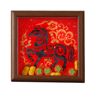 非遗拓印画幼儿园儿童手工diy材料包马年福字拓印新年相框画摆件