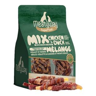 Meatyway爵宴狗零食小狗磨牙鸭肉甘薯卷鸡肉紫薯卷800g
