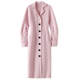 气场笃定自信！大克重加厚100%纯山羊绒开衫女长款大衣外套秋冬季