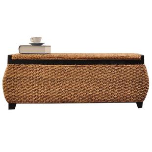 伟越品牌双人草藤编可储物换鞋凳收纳凳休闲搁脚凳产品鞋凳子