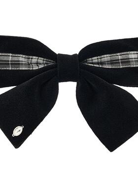 oups蝴蝶结发夹格纹珍珠弹簧夹