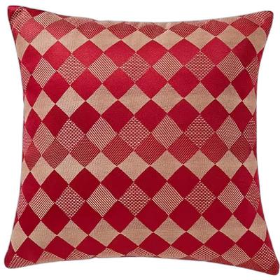 田园风格子抱枕加厚亚麻布艺