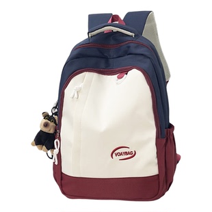 0205新品  大容量双肩包女纯色初中生高中学院风书包校园背包双肩