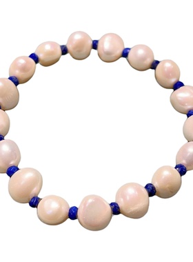 天然淡水不规则珍珠手链搭配青金石隔片手串小众个性款原创设计女