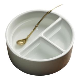 景德镇 陶瓷白瓷笔洗 水洗调色盘 颜彩颜料用三格大笔洗