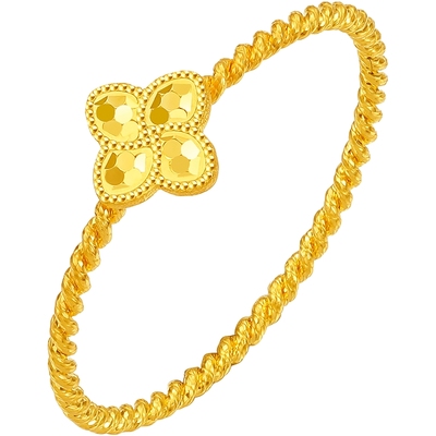 周六福5G足金计价满天星碎金四叶草碎碎冰鱼鳞戒指新年礼物