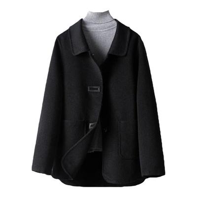 绵羊毛双面呢大衣短款韩版小个子