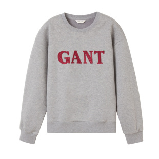 GANT/甘特秋冬女士加绒外套上衣学院风刺绣休闲运动套头圆领卫衣