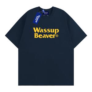 WASSUP BEAVR潮牌重磅短袖T恤男女国潮夏季宽松纯棉情侣上衣半袖