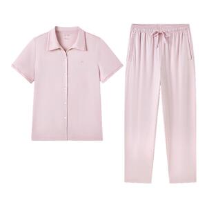 【张凌赫同款】全棉时代水光棉家居服凉感睡衣光泽质感纯棉短袖