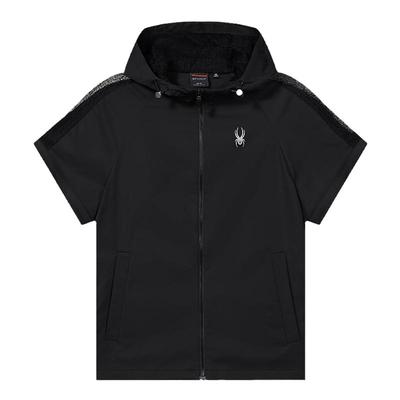 蜘蛛春夏女丝滑缎面宽松连帽夹克