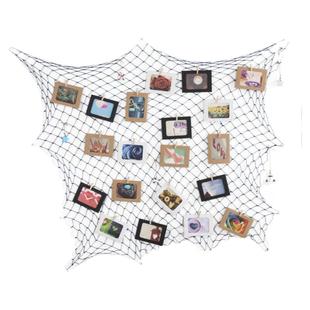 创意渔网照片墙地中海复古酒吧墙面装饰麻绳夹子明信片留言墙壁挂