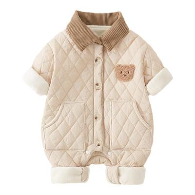 婴儿连体衣秋冬夹棉套装宝宝加绒外出服保暖棉服新生儿衣服爬爬服
