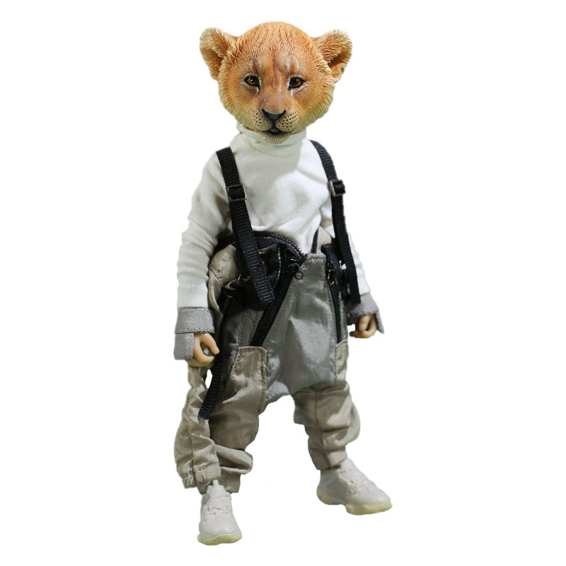 JXK 1/6 口袋动物雄狮幼狮兵人仿真狮子手办可动创意玩偶模型