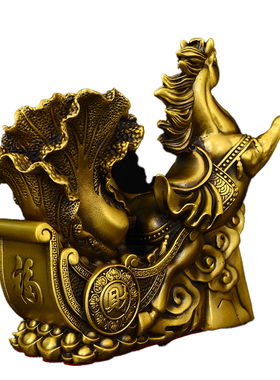 纯黄铜马拉元宝马拉白菜摆件