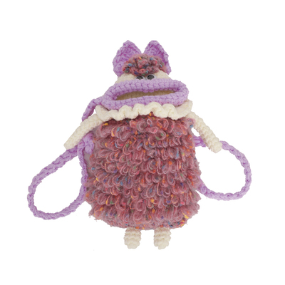 手工编织香肠嘴手机包女毛线斜挎小包包2026新款潮手机包休闲日韩