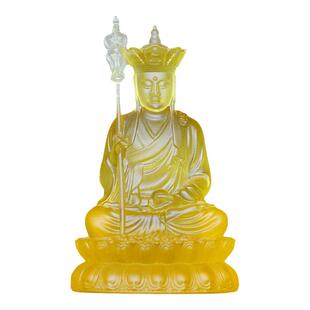 禅杖地藏一体琉璃菩萨佛像摆件居家客厅佛堂寺庙供奉供佛用品用具