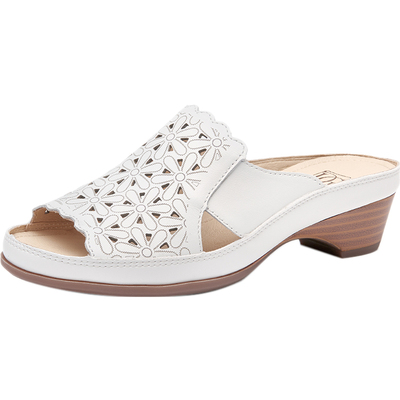 【商场同款】真皮凉鞋女夏外穿拖鞋坡跟女鞋2025新款妈妈穆勒凉拖