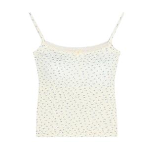 带胸垫蕾丝花边碎花小吊带背心女内搭修身甜美温柔短款bm上衣外穿