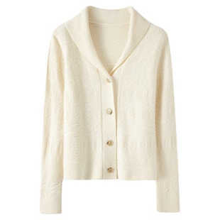 FANLE STUDIOS英伦风巴素兰羊毛重工提花复古开衫针织香蕉领毛衣