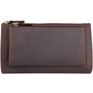 手拿包男士真皮长款拉链钱包休闲手工复古头层牛皮手机抓包手包潮