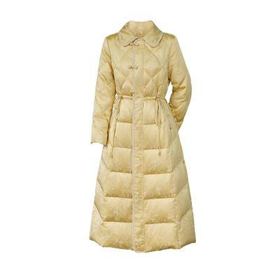 森莲90白鸭绒盘扣羽绒服过膝外套