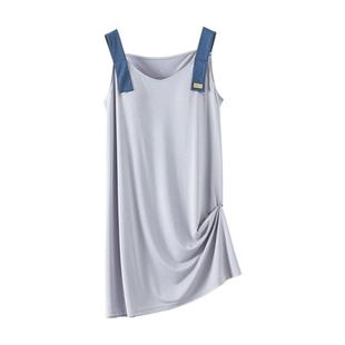 吊带睡裙带胸垫一体式睡衣女防凸点夏天冰丝凉感孕妇莫代尔连衣裙