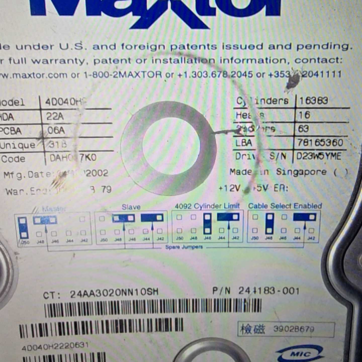 【议价-可维修】Maxtor 4D040H2 40G老硬盘 3 5寸IDE接 全新/二手