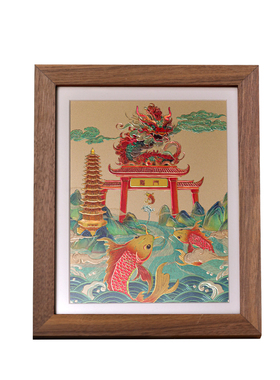 大铜世家鱼跃龙门铜雕画摆件