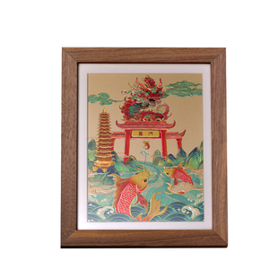大铜世家铜雕画鱼跃龙门装饰画相框摆件家居玄关办公室桌面装饰品