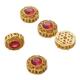 18k包金保色镶锆石哑金镂空珠子手工diy饰品配件项链手链串珠散珠