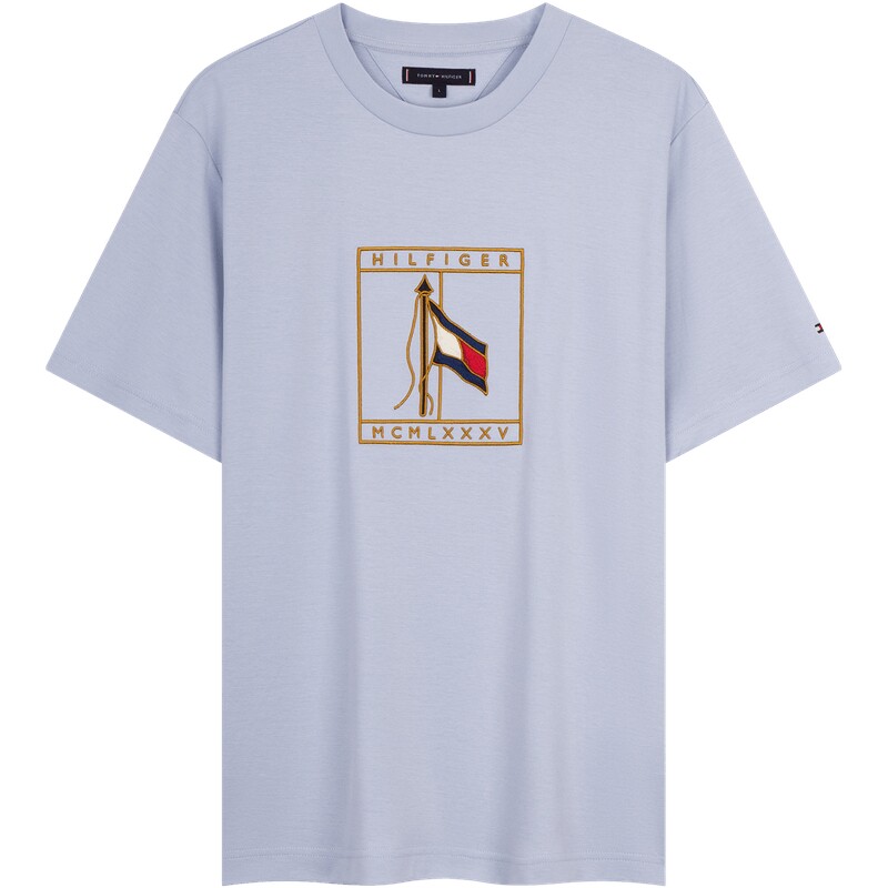 Tommy男装旗帜刺绣双面布短袖