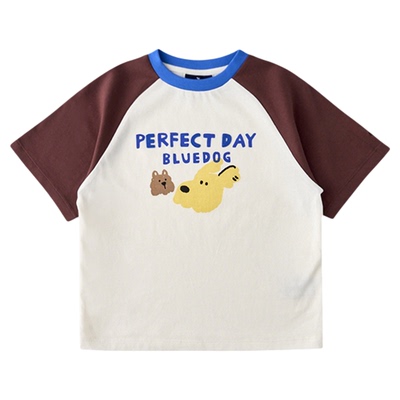 BLUEDOG拼色插肩七分袖T恤