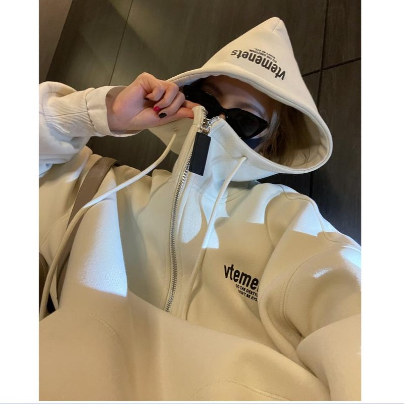 大码百搭连帽加绒加厚卫衣外套女微胖mm秋冬小个子休闲设计感上衣