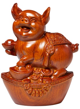 原创客厅生肖猪花梨木