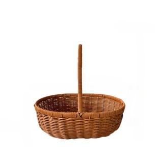 仿藤手工编织水果购物篮鸡蛋筐野餐篮大号手提买菜篮花艺插花篮子