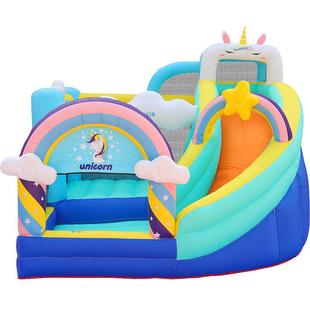 博士豚独角兽儿童充气城堡家用室内外蹦蹦床滑滑梯玩具屋带娃神器