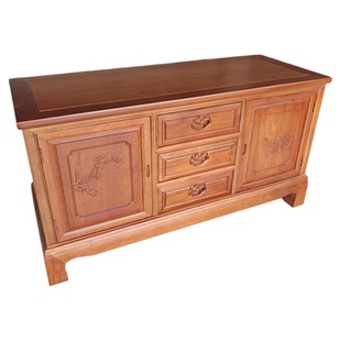 红木实木电视柜进口菠萝格木加高全纯木地柜1米3新高端雕花客厅柜