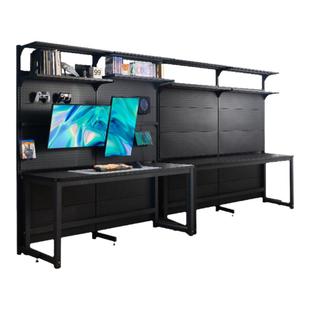 五金少女双人电竞桌台式情侣洞洞板并排电脑桌长书桌书架一体桌子