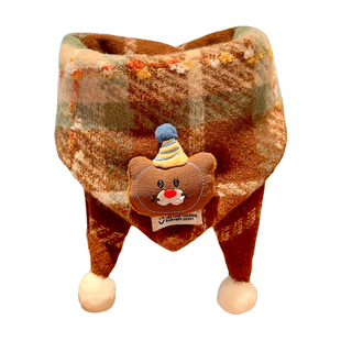 儿童可爱围巾秋冬防风保暖围脖男女童加厚加绒三角巾宝宝防寒脖套