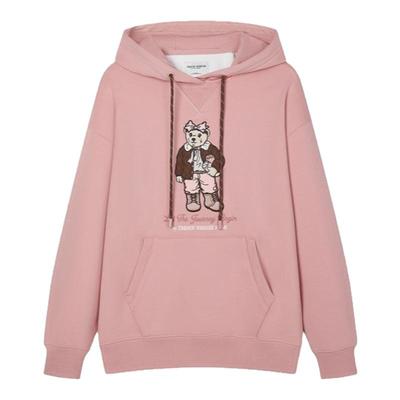 TeenieWeenie小熊奥莱女装连帽卫衣冬季美式粉色上衣外套